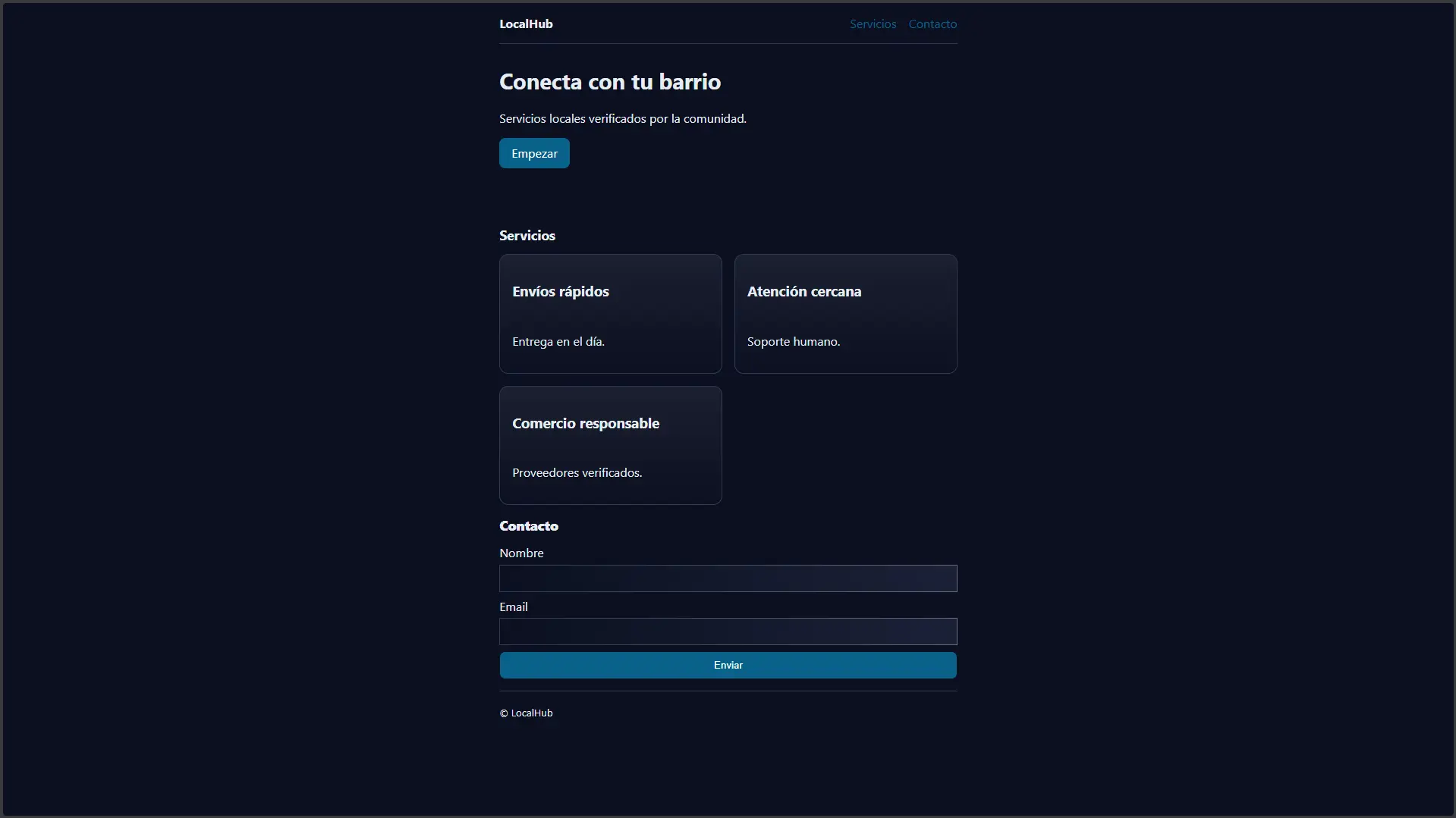 Captura de pantalla del proyecto LocalHub