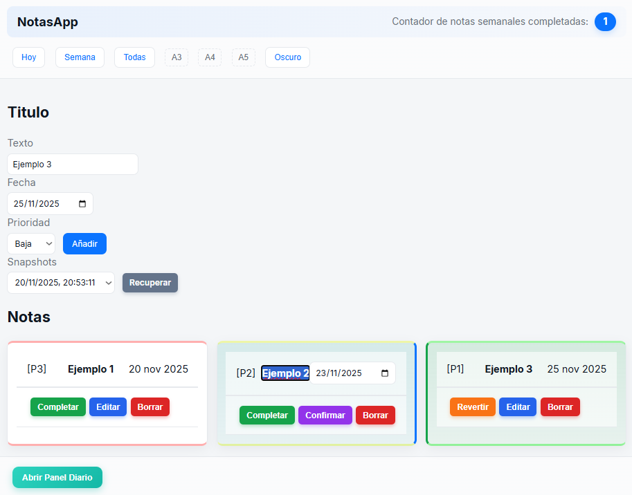 Captura de pantalla del proyecto NotasApp