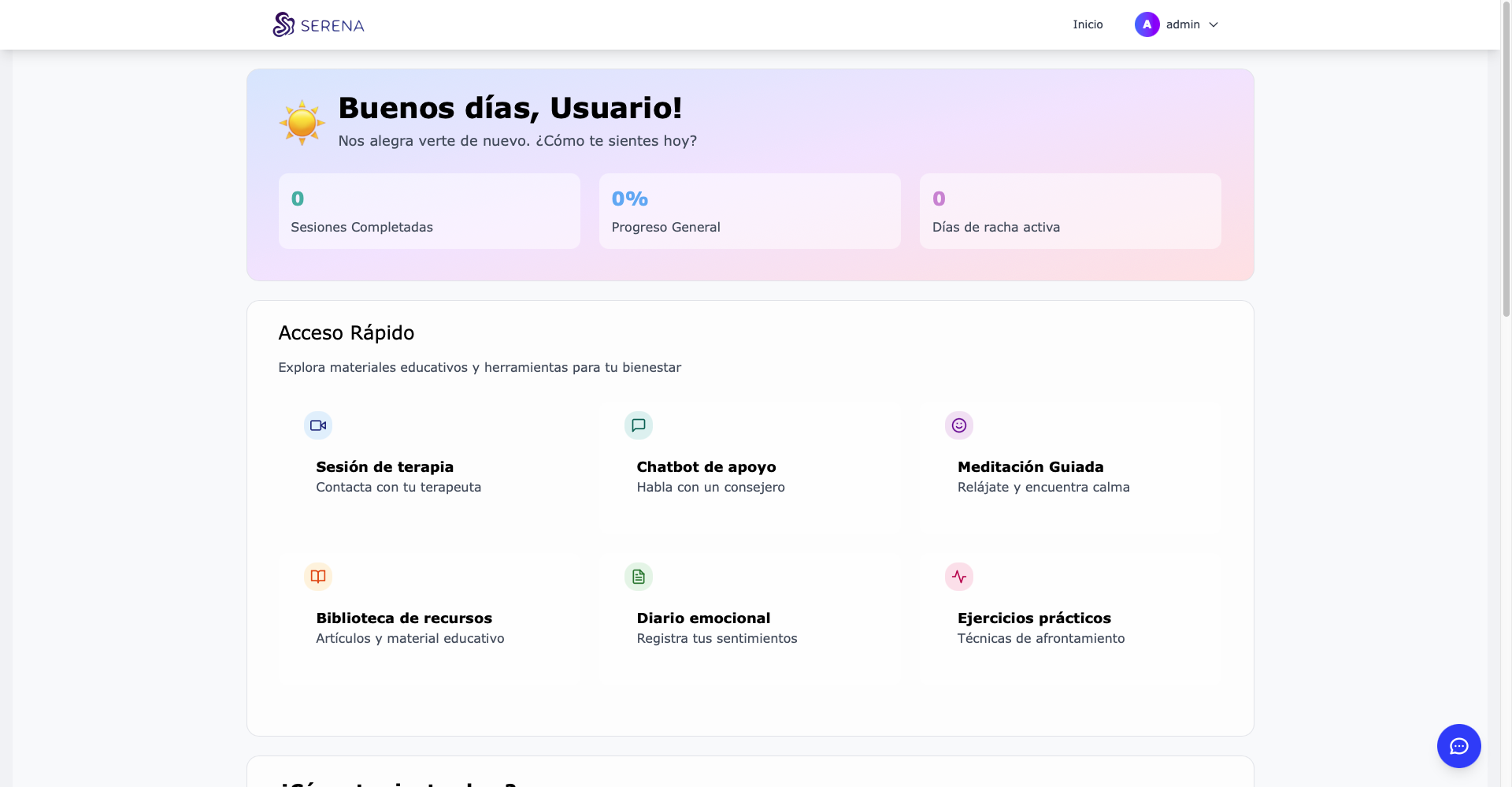 Captura de pantalla del proyecto Serena Project